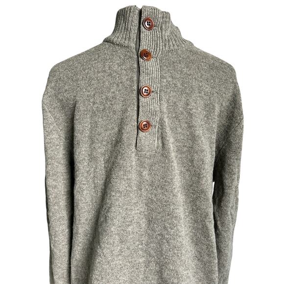 J. Crew Men’s Size Large 100% Lambswool Button Front Mock Neck Sweater - Picture 5 of 7